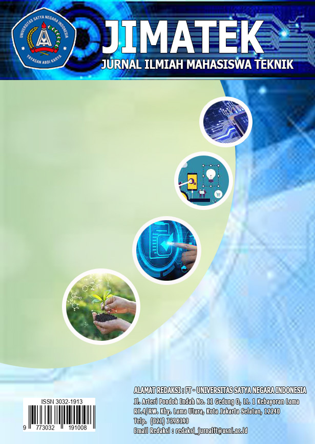 					View Vol. 1 No. 2 (2024): (JIMATEK) JURNAL ILMIAH MAHASISWA TEKNIK
				